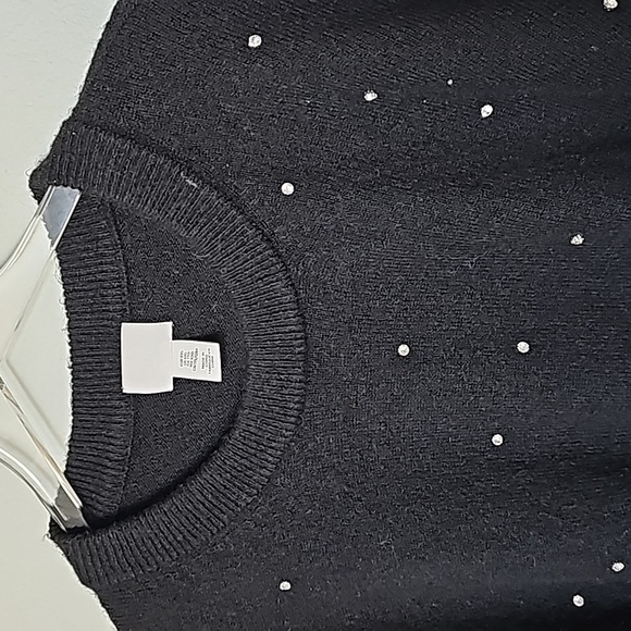 H&M Glam Whimsigoth Oversized rhinestone studded wool blend black sweater XXL - Picture 4 of 9